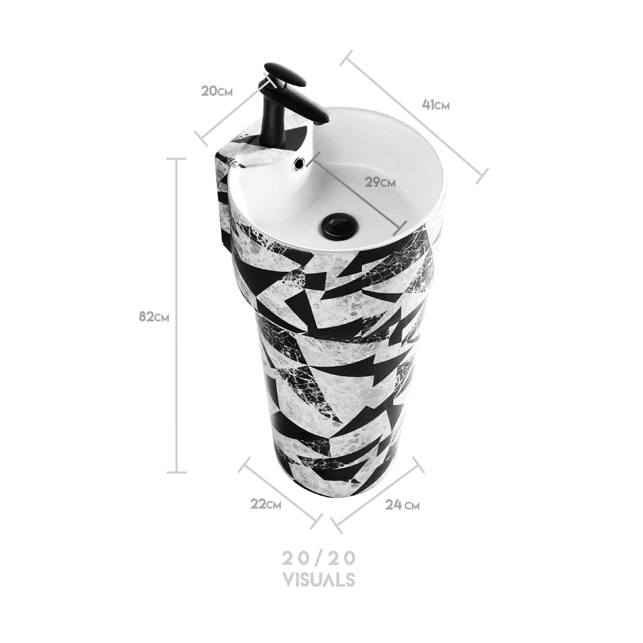 Graphic Print Pedestal Sink