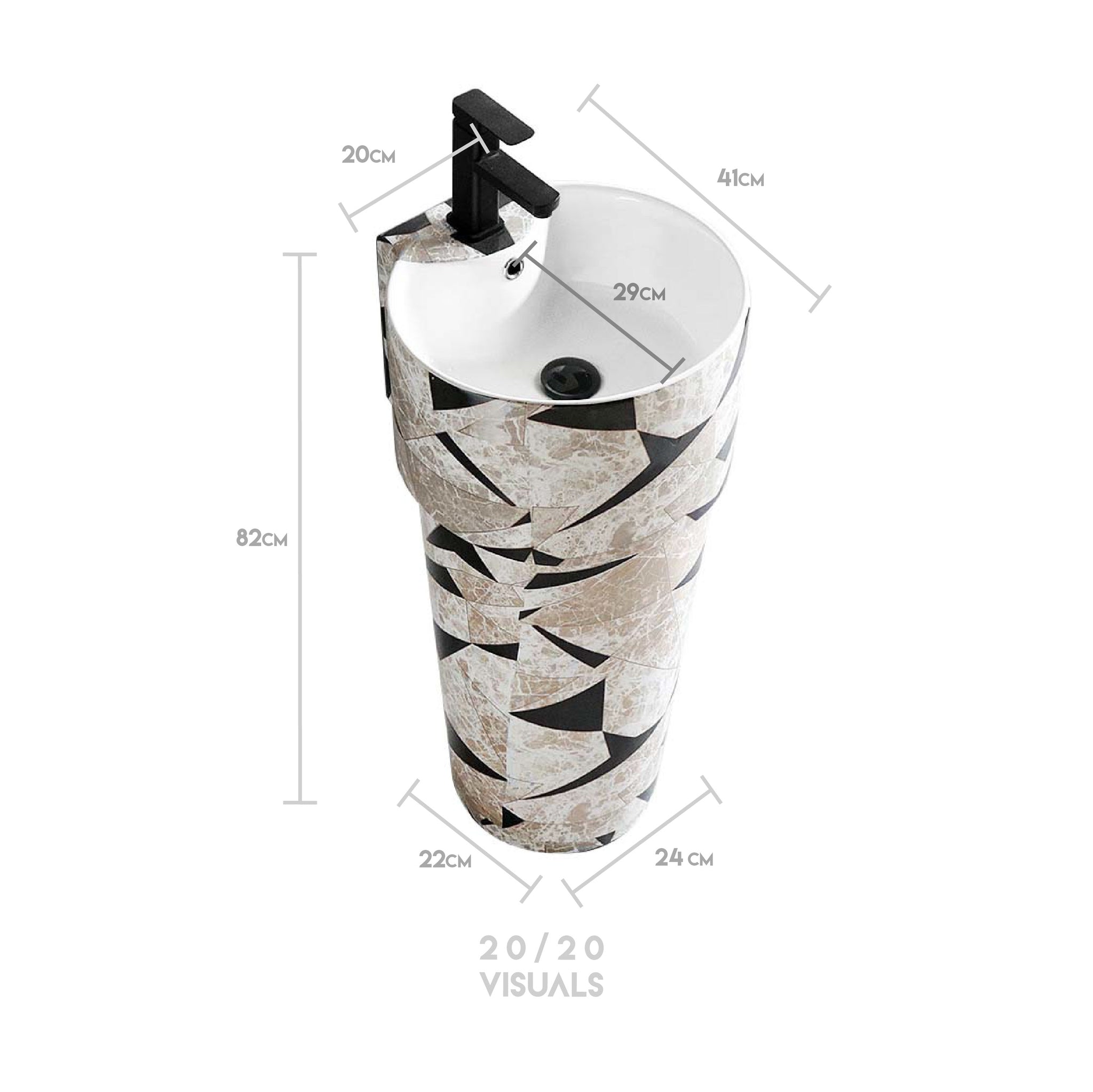 Graphic Print Pedestal Sink