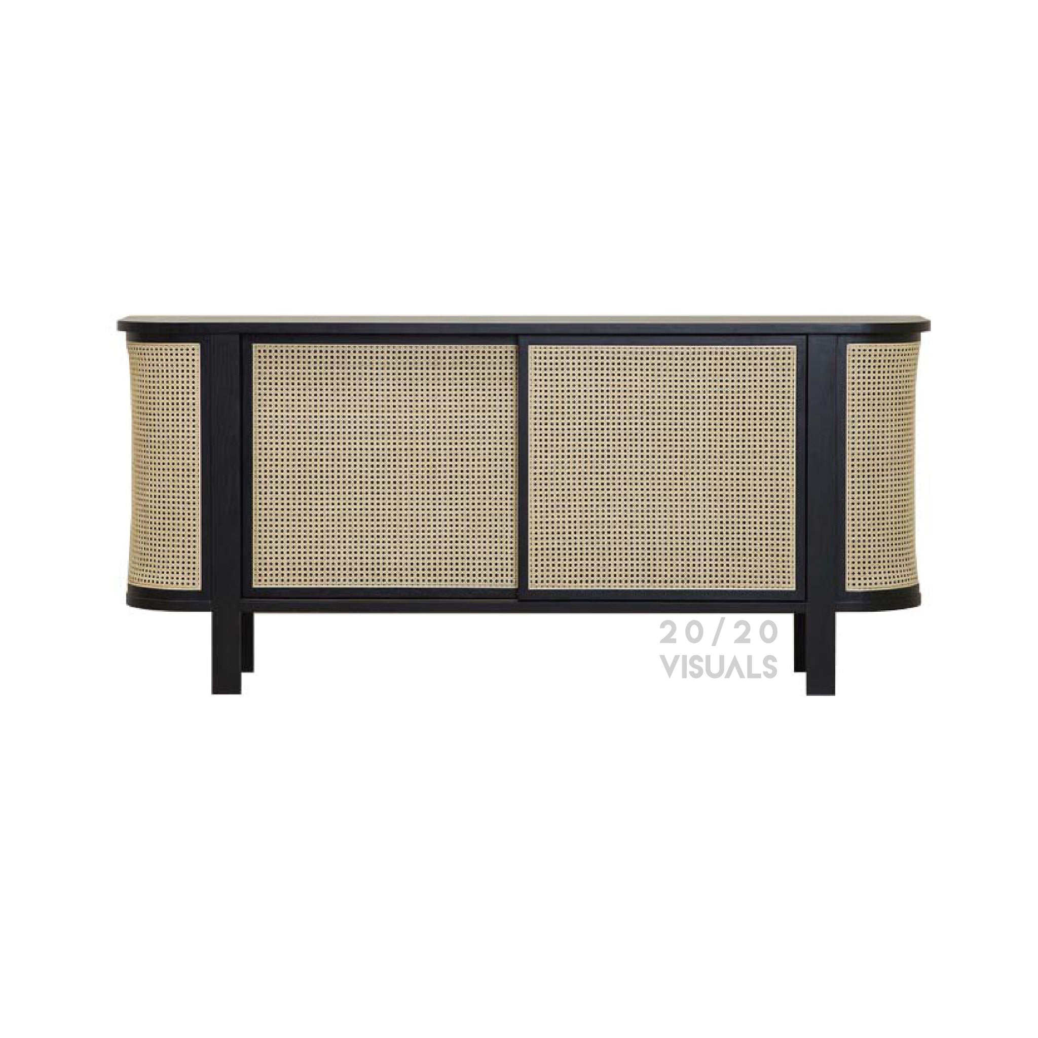Rattan Sliding Door Storage Unit