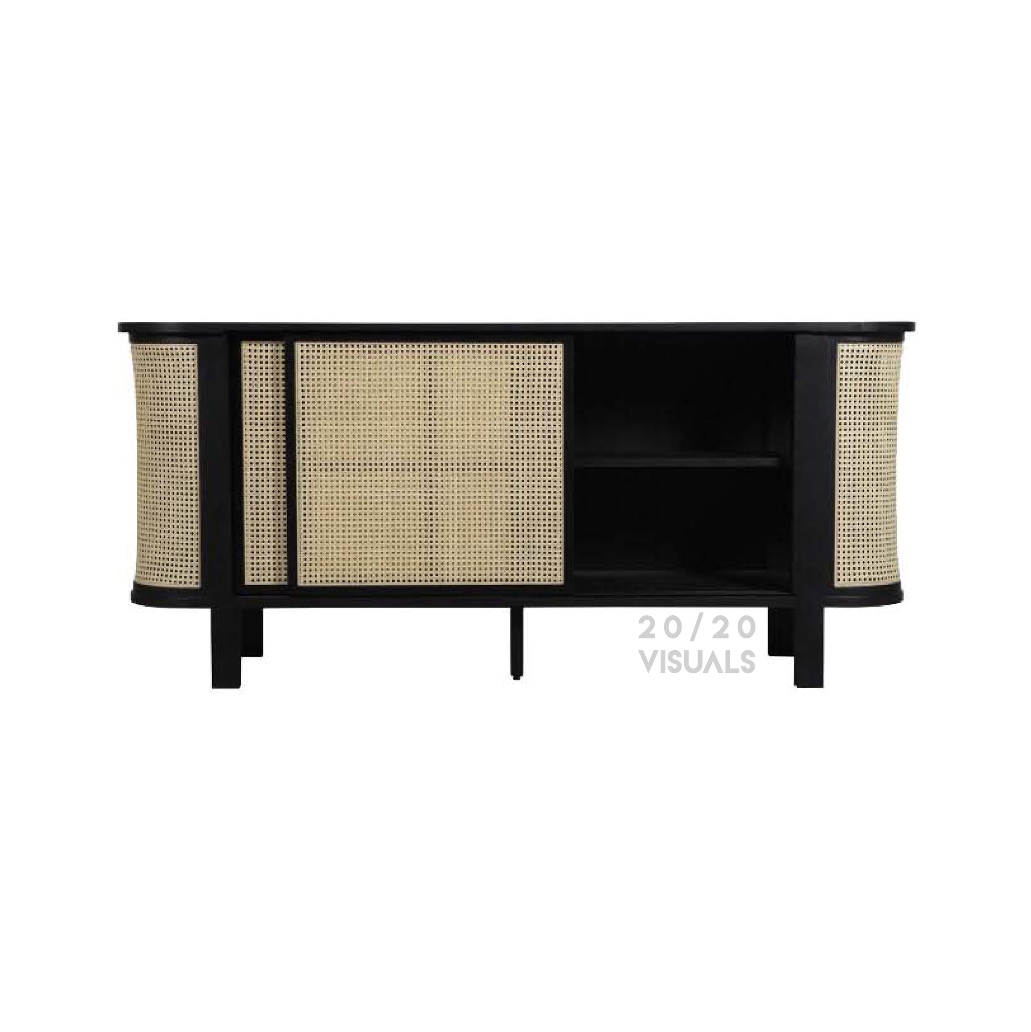 Rattan Sliding Door Storage Unit