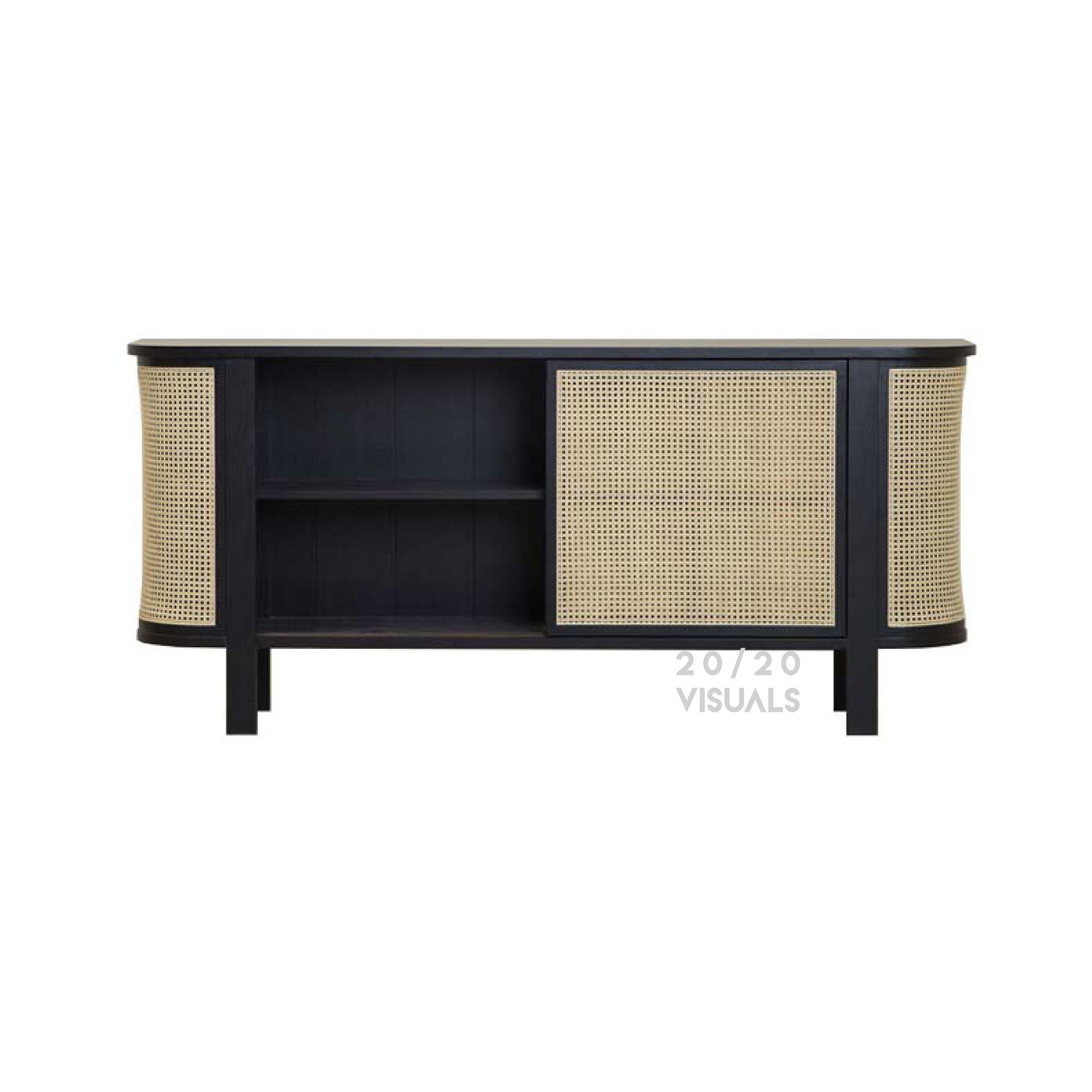 Rattan Sliding Door Storage Unit