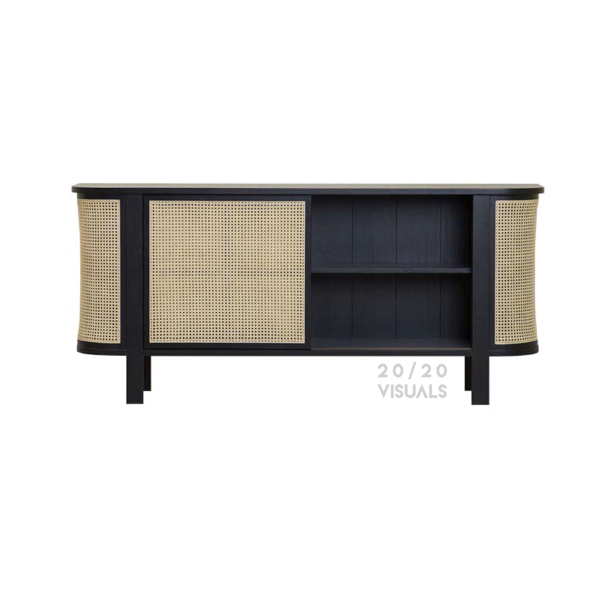 Rattan Sliding Door Storage Unit