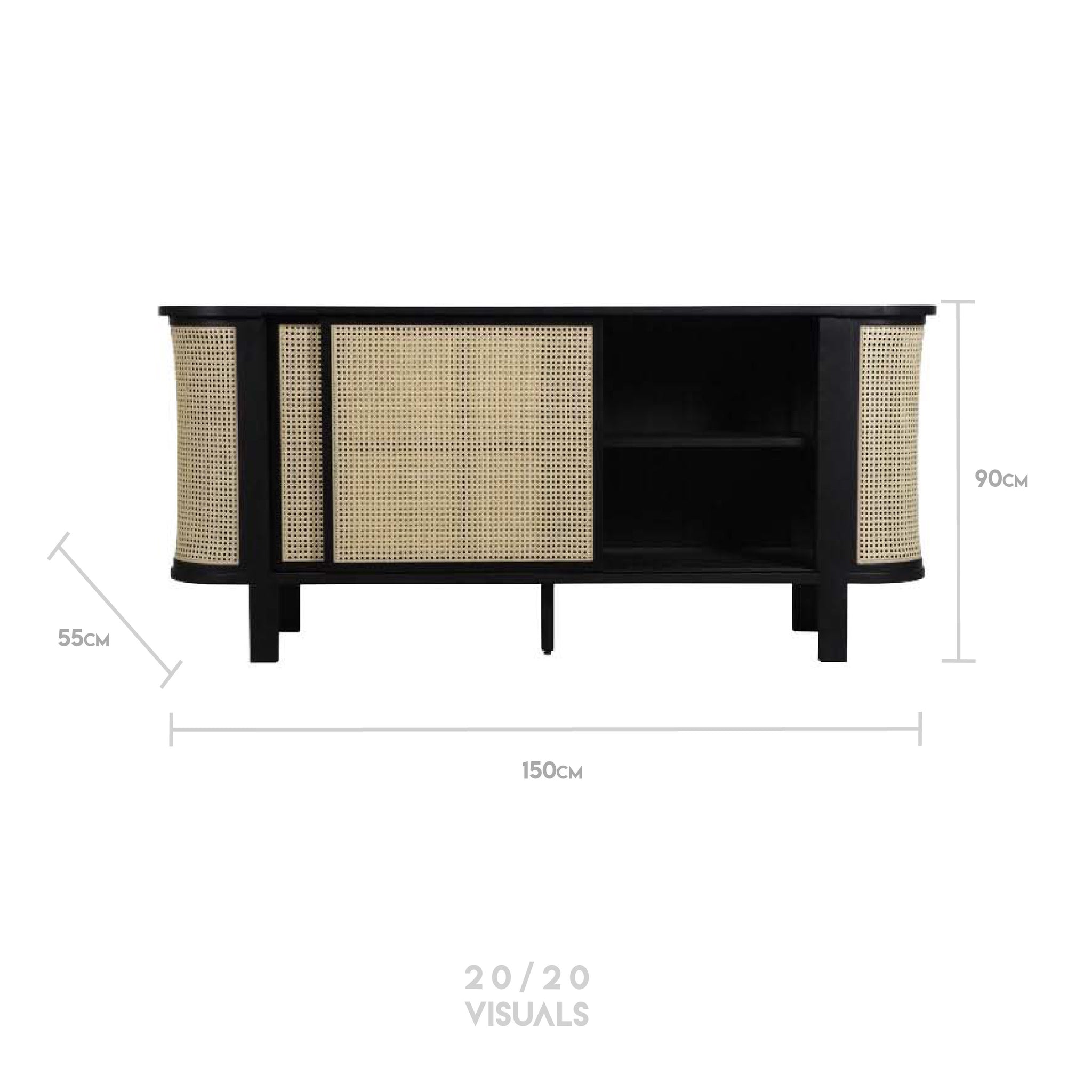 Rattan Sliding Door Storage Unit