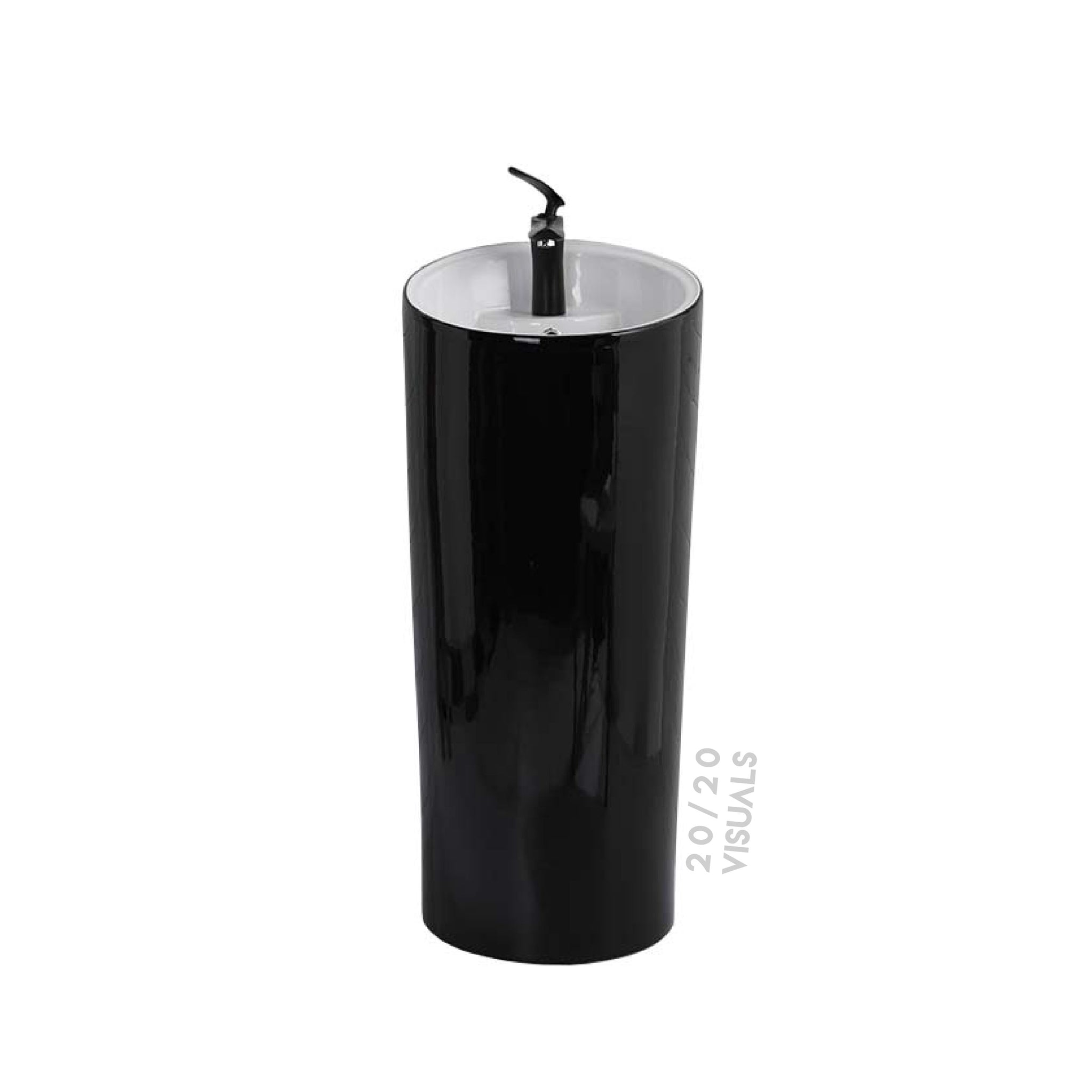 Glossy Cylindrical Pedestal Sink