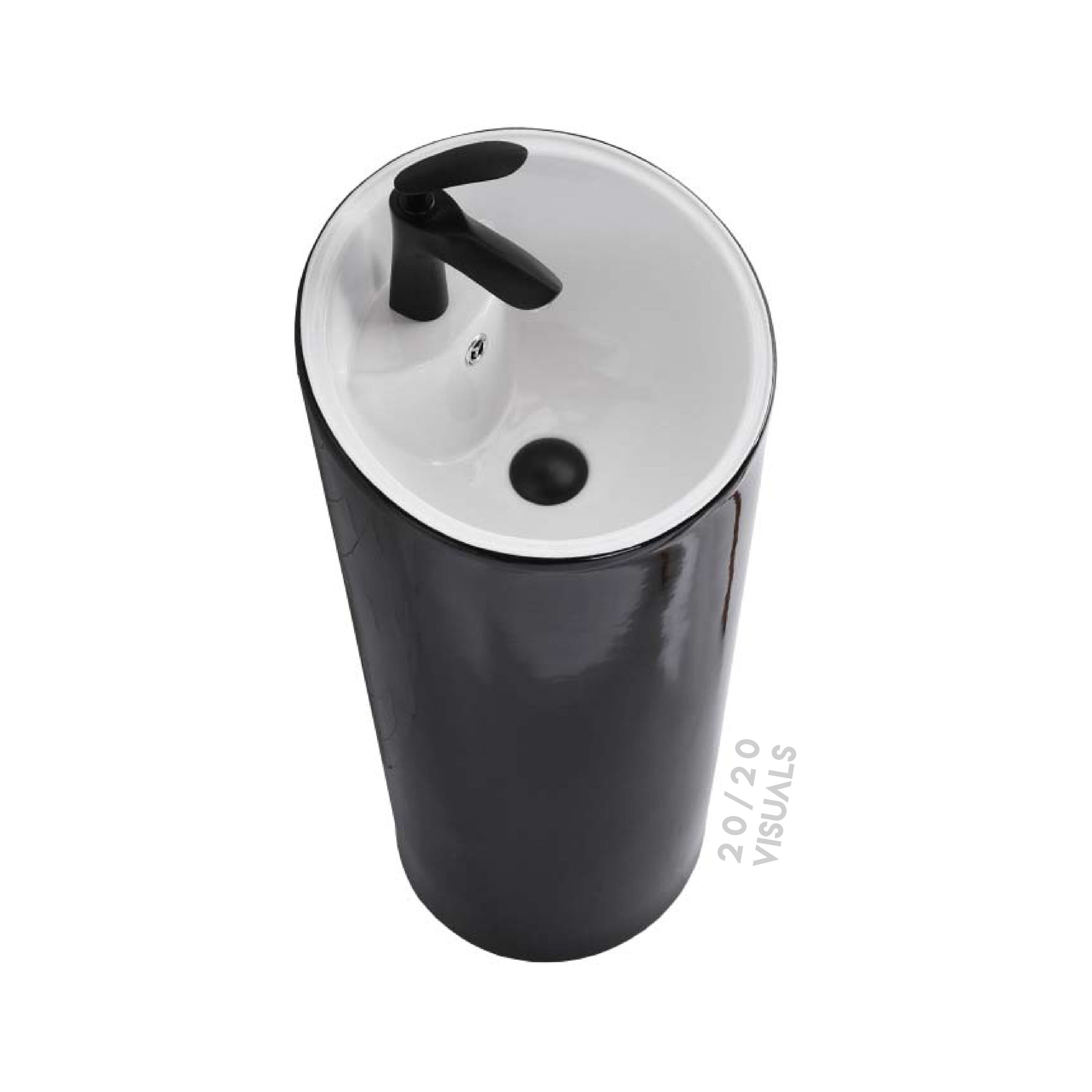 Glossy Cylindrical Pedestal Sink