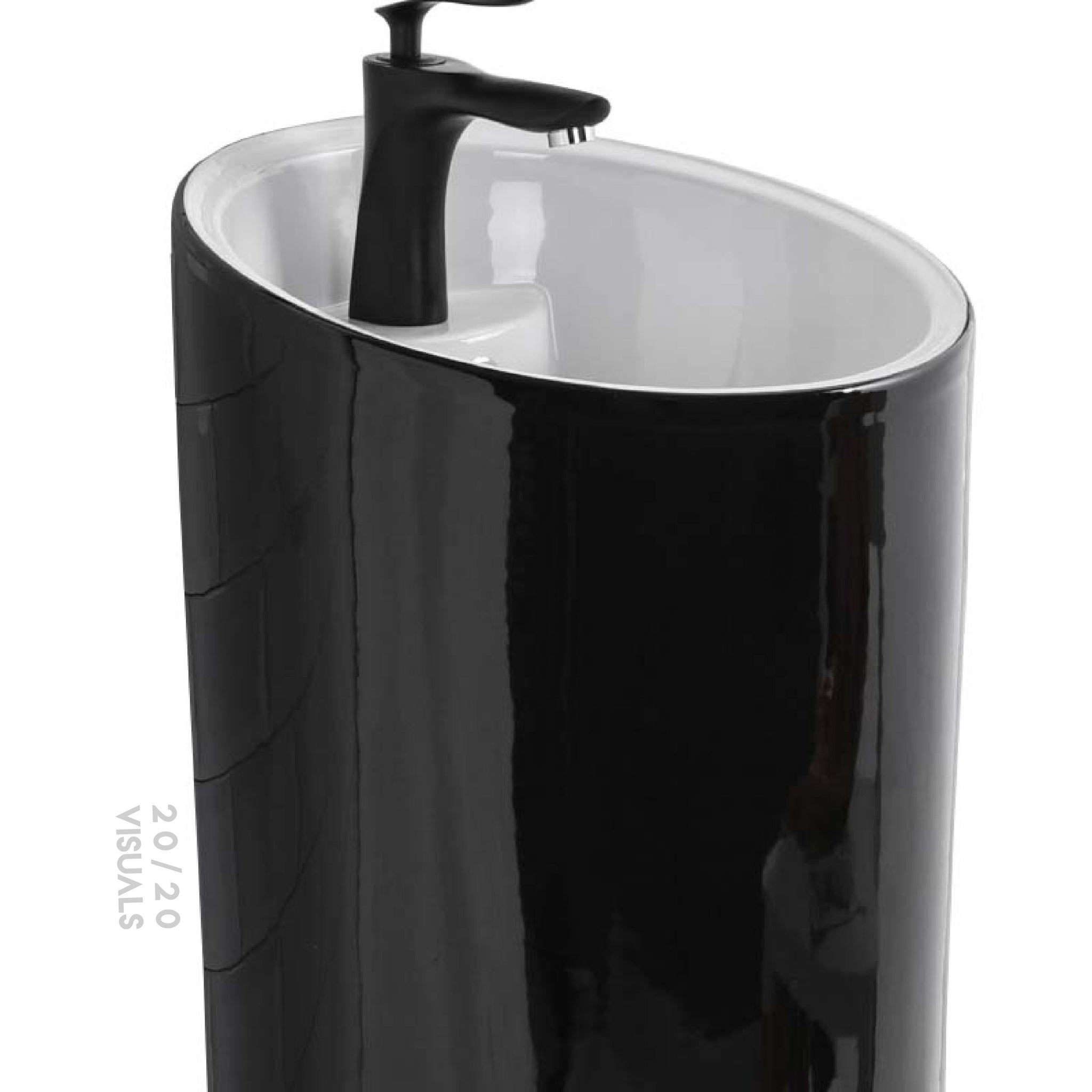 Glossy Cylindrical Pedestal Sink